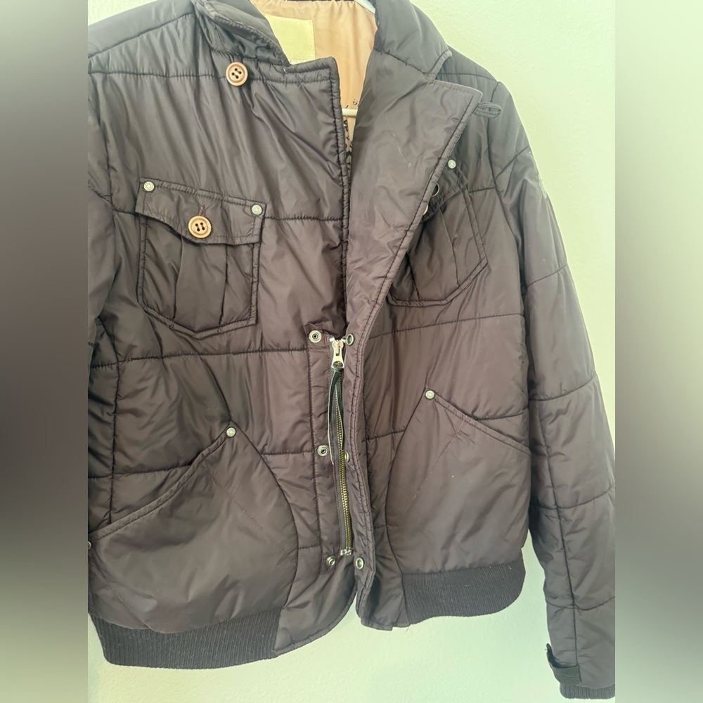 VINTAGE Y2K DIESEL CROPPED BOMBER JACKET BROWN NYLON SIZE XL - Picture 15 of 15